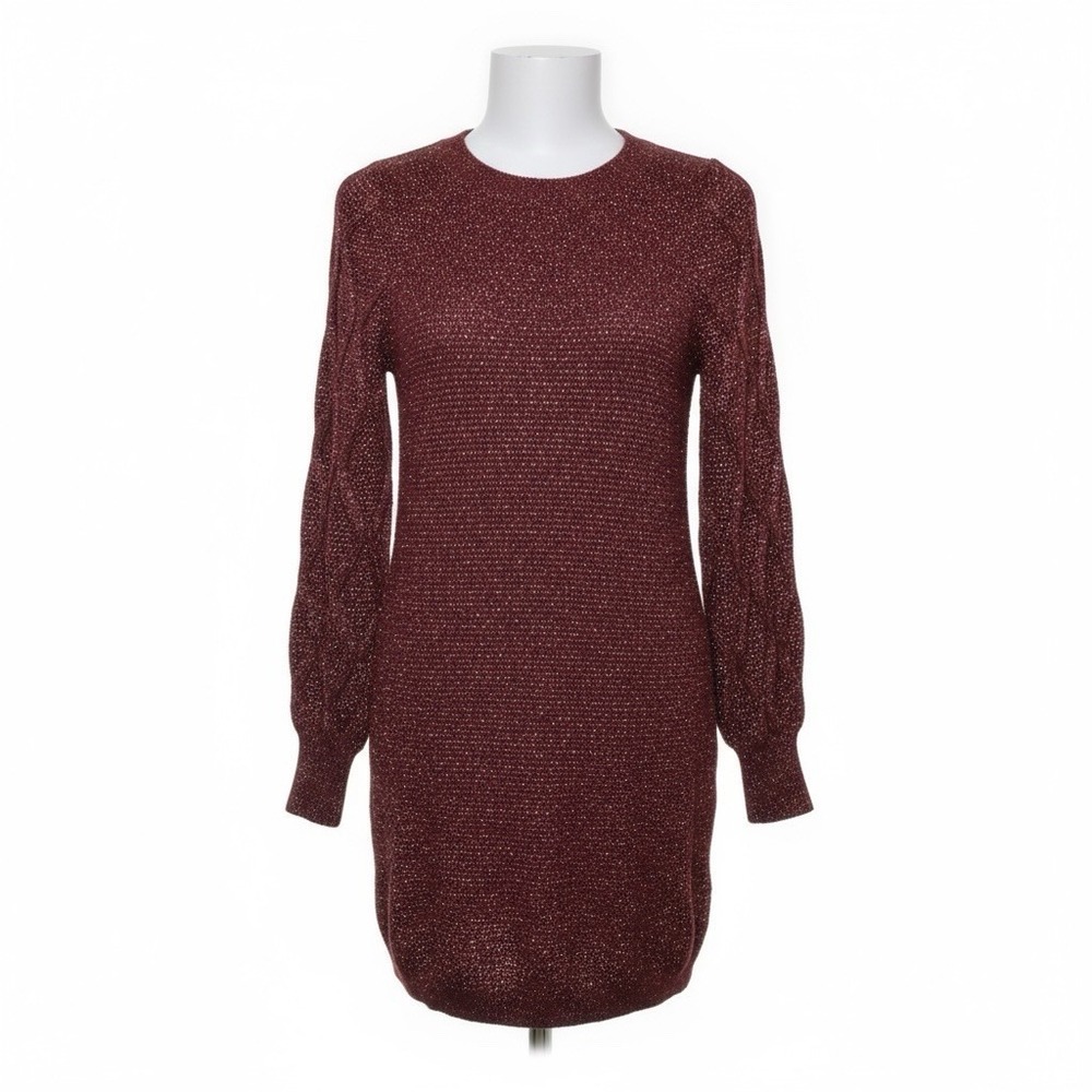 Francesca's Glo Fashion London Burgundy Glitter Sweater Dresse Sz M but fits L